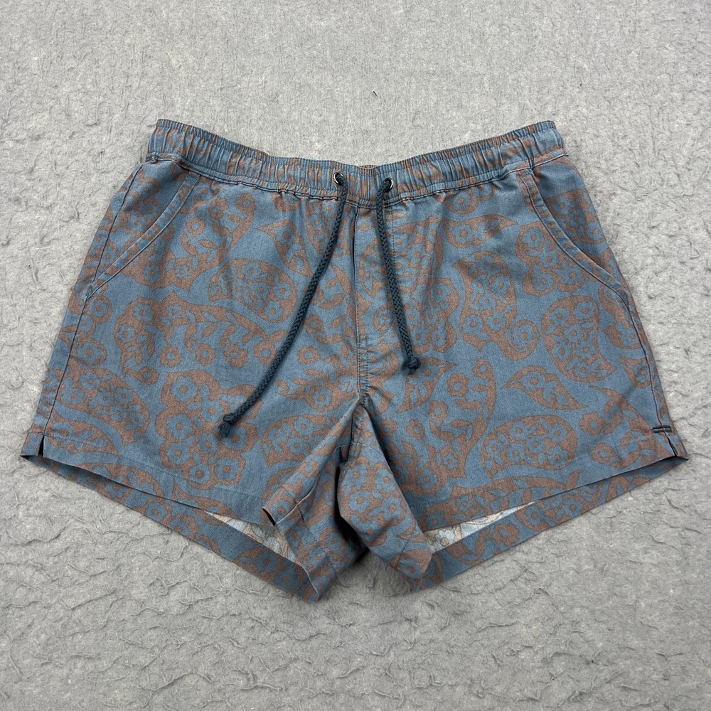 Toad &‎ Co Boundless Shorts Womens Small Blue/Gray Floral Paisley 4" Drawstring